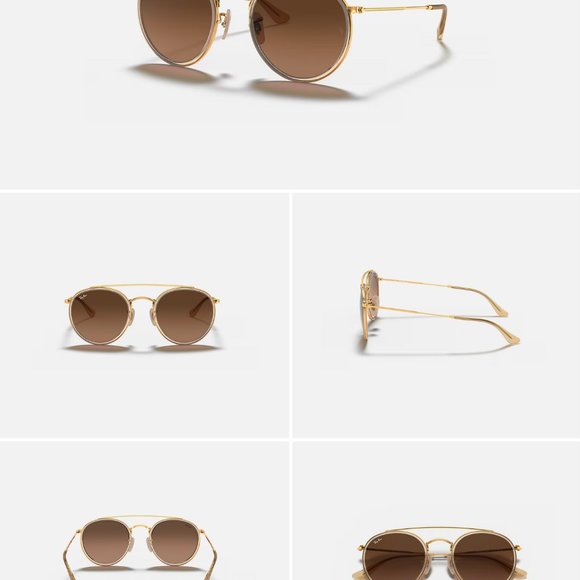 Ray-Ban Round Double Bridge sunglasses (RB3647N). Polished gold frame/brown lens - Picture 6 of 6
